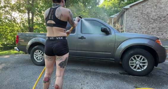 "Public Agent" Car, Car Wash, Non Nude, Black Underwear, Femboy, Ftm, Cute Femboy, Nonbinary, Voyeur, Real Voyeur, Casual, Sunglasses, Short, Gym Shorts, Water, Public Flashing, Suggest Public Agent Washing My Car in My Underwear While My Neighbors Watch 
